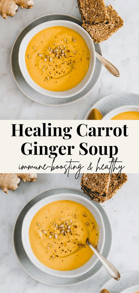 Blended Soups, Carrot Ginger Soup Recipe, Baby Carrot Recipes, Soft Foods Diet, Carrot Soup Recipes, Hanukkah Dinner, Creamy Soups, Coconut Milk Soup, Carrot Ginger Soup