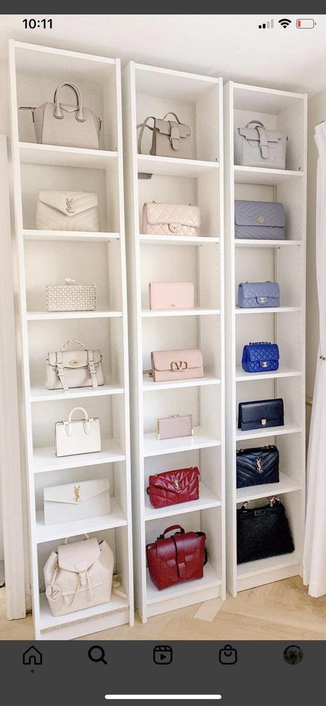 Handbags Shelves, Shelves For Handbags, Handbag Shelves, Himalaya Mountain, Luxury Closets, Closets Design, Luxury Closets Design, Handbag Storage, Closet Room