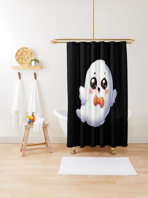 "Kawaii Halloween Ghost" Shower Curtain for Sale by IstoriaDesign | Redbubble Funny Home Decor, Kawaii Halloween, Curtains For Sale, Halloween Ghost, Halloween Ghosts, Custom Stickers, Shower Curtain, Ghost, Shower