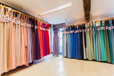 Formal Dress Shop Interior, Bridal Shop Interior, Dress Boutiques, Gold Wedding Cakes, Greek Village, Rose Gold Wedding Cakes, Gown Rental, Clothing Store Interior, Dress Shops