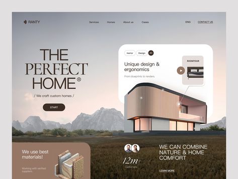 Ranty Website by Halo UI/UX for HALO LAB on Dribbble Landing Page Design Real Estate, Luxury Landing Page Design, Building Website Design, Luxury Landing Page, Real Estate Website Design Inspiration, Home Website Design, Construction Landing Page, Apartment Website, Construction Website Design