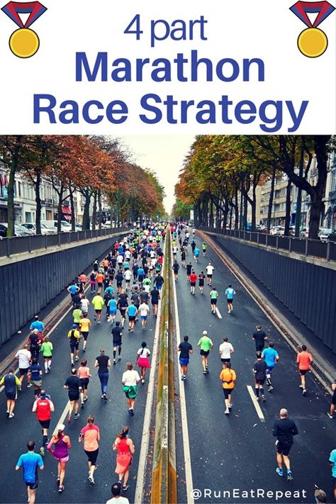 marathon race strategy. Plan out how to run a great marathon and finish strong without hitting the wall. Stay motivated and positive during your race Houston Marathon, Race Strategy, Nyc Marathon, First Marathon, City Marathon, Running Race, Running Costumes, Boston Marathon, Running For Beginners