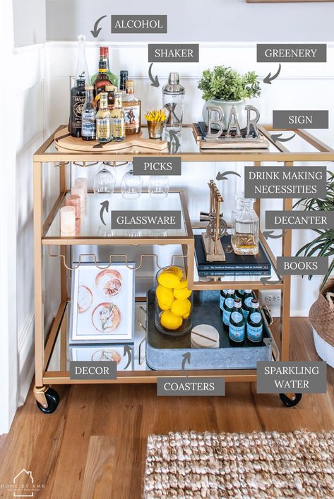 Bar Cart Inspiration Modern, Bar Cart With Shelves Above, Bar Cart Inspo, Bar Cart Inspiration, Bar Cart Design, Coffee Bar Cart, Cart Bar, Ohio City, Coin Bar