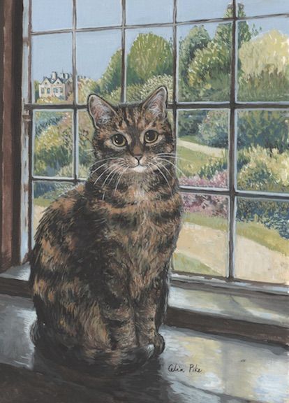 Cat On Windowsill Painting, Cat On Windowsill Drawing, Cat On Windowsill, Outside Paint, Cat Paintings, Cat Art Illustration, Diy Cats, Cats Illustration, Cat Sitting