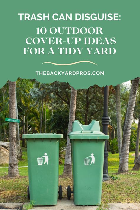 Disguise outdoor trash cans with ten cover-up ideas designed to promote a tidy yard, offering practical solutions for concealing garbage bins in style. Hide Trash Bins Outside, Hidden Garbage Cans Outdoor, Garbage Can Cover, Outdoor Garbage Can, Hide Trash Cans, Garbage Can Storage, Cover Up Ideas, Trash Can Covers, Growing Sweet Peas