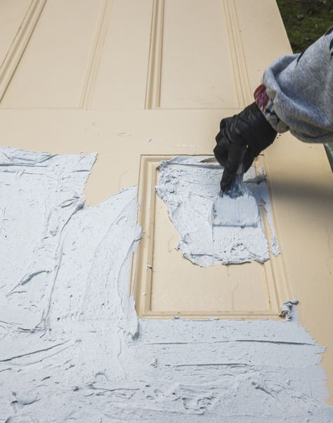 Stripping Paint From Front Door, Strip Paint Off Wood Door, How To Strip Paint Off Wood, Bathroon Ideas, Stripping Paint From Wood, How To Strip Paint, Furniture Stripping, Door Restoration, Door Strip