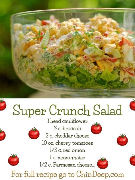 Crunch Salad, Fresh Salad Recipes, Salad Dishes, Cauliflower Salad, Cold Salad, Best Salad Recipes, Salad Recipes For Dinner, Veggie Salad, Fun Recipes