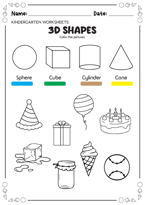 14 3D Shapes Worksheets Printables Kindergarten 3 D Shapes Kindergarten, 3 D Shapes Worksheets, 3d Shapes Kindergarten, Basic Shapes Design, 3d Shapes Activities, 3d Shapes Worksheets, Shapes Worksheet Kindergarten, Shapes Kindergarten, Reading Comprehension Lessons