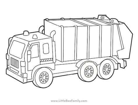 Trash Truck Coloring Page, Garbage Truck Coloring Page, Fruit Printables, Coloring Pages Activities, Dad Printable, Trash Truck, Bee Family, Spring Fruit, Valentines Day Coloring