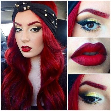 If you're looking to dye your hair red, you need to check out these 10 color ideas! Includes brands like Manic Panic, Joico, Pravana, Rusk, Lakme, and Splat! Cherry Hair, Barbie Makeup, Bright Red Hair, Long Red Hair, Hot Hair Styles, Stunning Eyes, Emo Girls, Hair Life, Red Hair Color