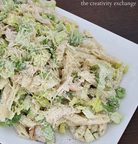 Chicken Casear Pasta Salad Recipe. The Creativity Exchange Chicken Caesar Pasta, Caesar Pasta Salad, Caesar Pasta, Chicken Caesar Pasta Salad, Clock Work, Chicken Caesar, Salad Pasta, Pasta Salad Recipe, Fettuccine Alfredo