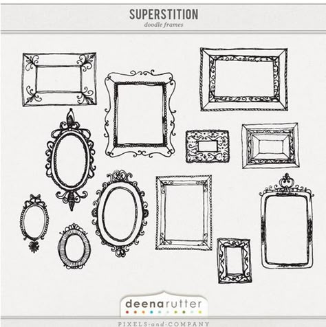 Frames On Wall Drawing, Easy Frame Drawing, Picture Frame Drawing Ideas, Picture Frames Illustration, Mirror Doodles Ideas, How To Draw A Frame Around A Picture, How To Draw A Frame, Cute Frame Drawing, Frame Sketch Drawings