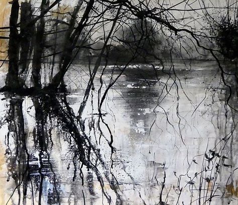 Nilofar Hossain on Twitter: "Within twilight’s frozen embrace, the murmur of trees in ghostly sway. Painting by Pete Gilbert https://t.co/UgTjjCYH9W" / Twitter Higher Art, Dark Landscape, St Marys, Tree Artwork, Charcoal Art, Expressionist Art, Abstract Art Landscape, High Art, Art Landscape