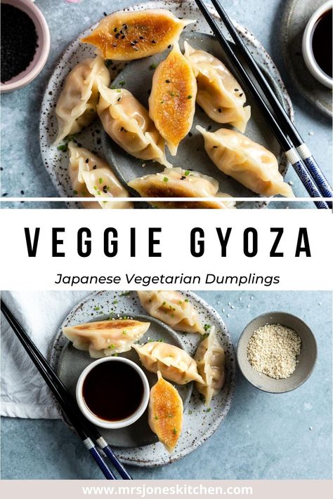 Veggie Dumplings Recipe, Veggie Gyoza, Vegetarian Gyoza, Vegetable Gyoza, Veggie Dumplings, Vegetarian Dumpling, Vegan Japanese, Vegetable Dumplings, Korean Side Dishes