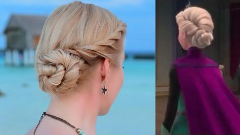 Frozen Elsa coronation hairstyle Youtube Hair Tutorials, Hairstyle For Prom, Elsa Hair, Frozen Hair, Prom Hair Updo, Athletic Hairstyles, Frozen Disney, Frozen Party, Kids Hair