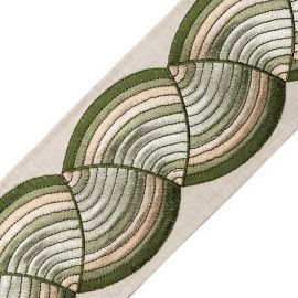 ELORA EMBROIDERED BORDER 01 GREEN TEA Curtain Trim, Samuel And Sons, Embroidered Border, Texture Design, Border Design, Kingston, Green Tea, Borders, Ruby