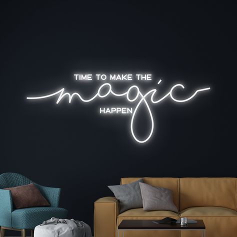 #NeonSigns #BrightIdeas #NeonSignNames #NeonInspiration #NeonRoom #RoomDecor Making Magic Happen, Neon Writing Signs, Content Creator Room, Podcast Wall, Podcast Studio Ideas, Piano Corner, Aerial Studio, Gibson Board, Led Light Ideas