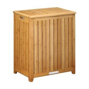 Home Decorators Collection Hampton Harbor 37 in. Triple Tilt-Out Hamper in Sequoia-BF-20939-SQ - The Home Depot Wood Hamper, Wood Laundry Hamper, Tilt Out Hamper, Wood Spa, Wicker Laundry Hamper, Bamboo Cabinets, Laundry Hamper With Lid, Spa Rooms, Bamboo Construction