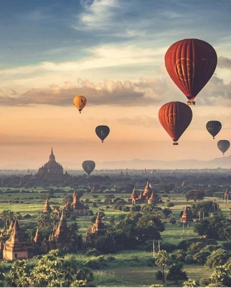 Traveling Bagan in Myanmar #myanmar #burma #southeastasia #travel #travelagency #traveldeals #travelling #travelwebsites #vacations #cheaptravel #besttravelwebsites #trip #mytrips #planmytrip #solotravel #travellingalone #bestplacestotravel #solotrip #solofemaletravel #travelers #mustvisit #temple #bagan Bagan Myanmar, Myanmar Travel, Destination Voyage, Hot Air Balloons, Bagan, Air Balloons, Travel Insurance, Wonderful Places, Beautiful Destinations