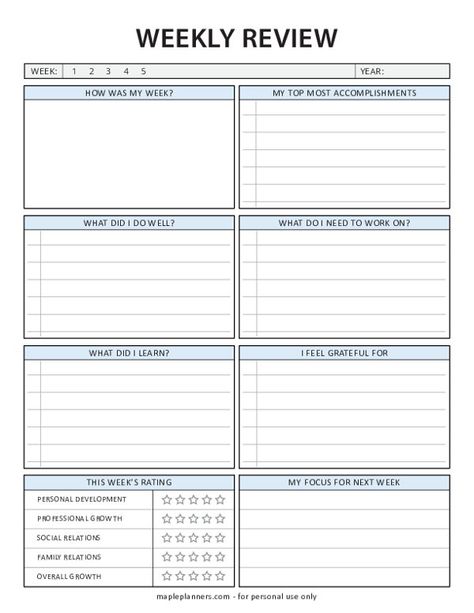 Free Printable Weekly Review Template Weekly Review Template, Weekly Planering Printable Free, Week At A Glance Template, Blank Weekly Calendar Printable Free, Weekly Planner Pdf Free, Digital Bullet Journal Template, Reflection Template, Free Printable Weekly Planner Template, 2 Page Weekly Planner Printable Free