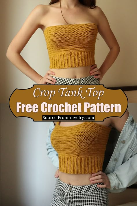 Bandeau Top Pattern, Crochet Tank Top Free, Diy Crochet Top, Crochet Halter Top Pattern, Crochet Tube Top, Halter Top Pattern, Bandeau Au Crochet, Crochet Tank Tops, Tank Top Pattern