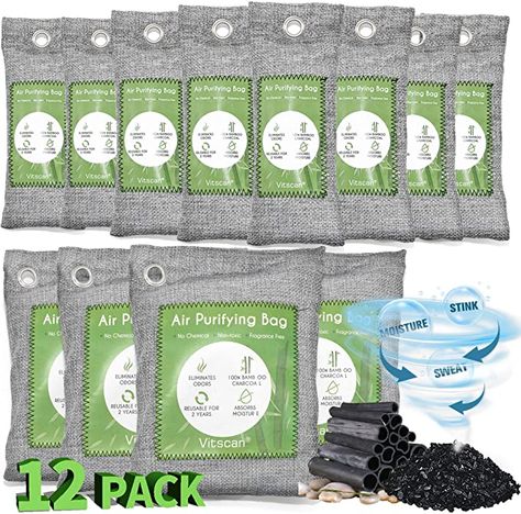 Amazon.com: 12 Pack Bamboo Charcoal Air Purifying Bag, Activated Charcoal Bags Odor Absorber, Moisture Absorber, Natural Car Air Freshener, Shoe Deodorizer, Odor Eliminators For Home, Pet, Closet (8x50g, 4x200g): Home & Kitchen Basement Odor Eliminator, Natural Car Air Freshener, Pet Closet, Shoe Deodorizer, Bamboo Charcoal Bags, Odor Absorber, Deodorize Shoes, Charcoal Bags, Moisture Absorber