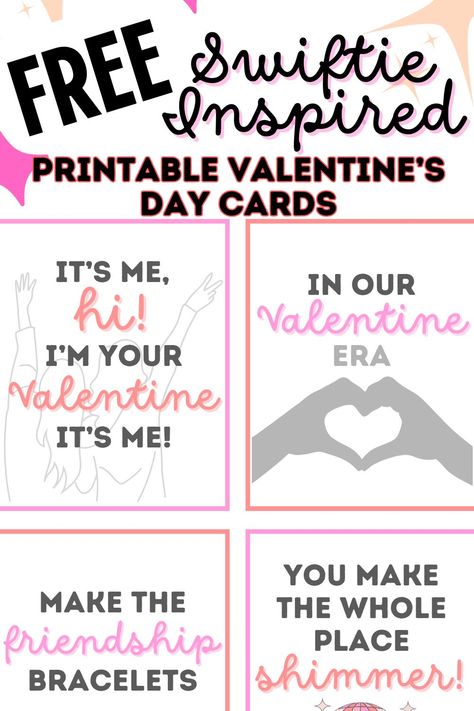 Free Printable Taylor Swift Inspired Valentine's Day Cards - Eat, Drink, and Save Money Free Printable Taylor Swift Valentines, Taylor Swift Valentines Day Cards Printable, Free Taylor Swift Printables, Free Valentines Day Printables For Kids, Taylor Swift Free Printables, Taylor Swift Valentines Day Cards, Taylor Swift Valentines Day, Free Printable Valentines Day Cards, Taylor Swift Valentines