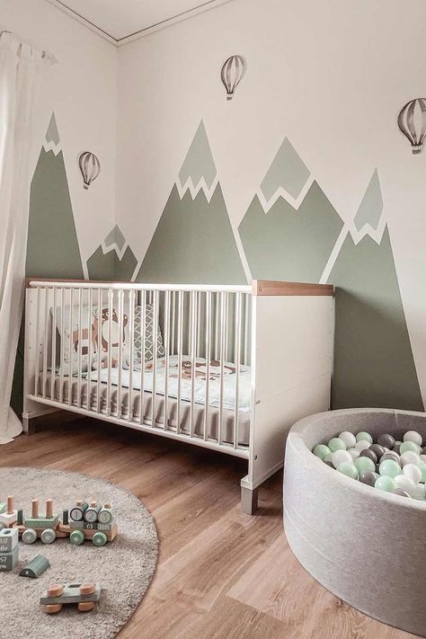 Nursery Wall Painting, Newborn Room, Nursery Room Design, Baby Room Inspiration, Baby Boy Room Nursery, Baby Room Wall, Nursery Room Boy, Nursery Room Inspiration, Nursery Paintings