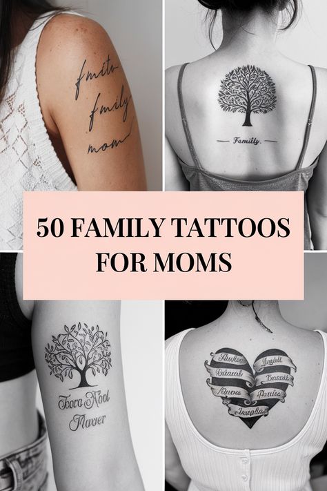 Family tattoos for moms celebrate maternal bonds through body art. Explore children's birthdate designs, mother-child symbol tattoos, and family tree ink. Discover heartbeat line tattoos with kids' names, mama bear artwork, and delicate family constellation designs. Find inspiration for children's fingerprint tattoos, meaningful mom-themed quotes, and subtle family initial designs to express maternal love and family connections through permanent skin adornment. Simple Mama Tattoo, Biblical Family Tattoos, Beautiful Mom Tattoos, Finger Print Tattoo Ideas Family Trees, Family Birthdate Tattoos, You Are My Greatest Adventure Tattoo, Remeberance Tattoos Mom, Mother Of Four Tattoo Ideas, Tattoo Ideas For Babies