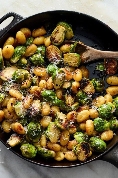 Crisp Gnocchi, Savory Food, Food Vegan, Nyt Cooking, Butter Recipe, Meatless Meals, Brussels Sprouts, Brown Butter, Comfort Foods