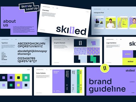 Skilled Online Course – Brand Guideline by SlabPixel Designer for SlabPixel on Dribbble Brand Guidelines Book, Trendy Logo Design, Brand Guidelines Design, Style Guide Template, Brand Guidelines Template, Book Presentation, Presentation Deck, Trendy Logos, Presentation Layout