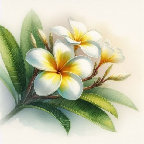 Frangipani Flower Painting, Frangipani Painting, Sketching Flowers, Hibiscus Flower Drawing, Cards Design Ideas, Art Eras, Polynesian Art, Plumeria Flowers, Flower Art Drawing