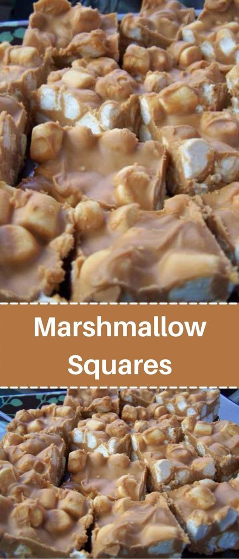 Marshmallow Squares Marshmallow Squares, Cake Form, Chunky Peanut Butter, Square Recipes, Butterscotch Chips, Milk Chocolate Chips, Chicken Crockpot Recipes, Shredded Coconut, No Bake Cookies