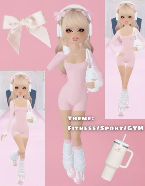 Dti Doll Ideas, Dti Outfit Ideas Theme Fitness, Dti Outfits Ideas Street Wear, Fitness Dti Outfit Ideas, Sporty Outfits Dress To Impress, Roblox Dti Outfits Barbie, Dti Outfits Theme Street Wear, Dti Outfits Just Woke Up, Dti Gym Outfit Theme