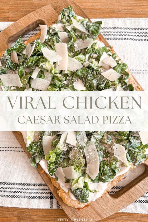 Pizza  Re Cesar Chicken, Creamy Italian Pasta Salad, Caesar Salad Pizza, Pizza Twists, Chicken Caesar Salad Recipe, Salad Pizza, Protein Pizza, Classic Pasta Salad, Low Calorie Chicken