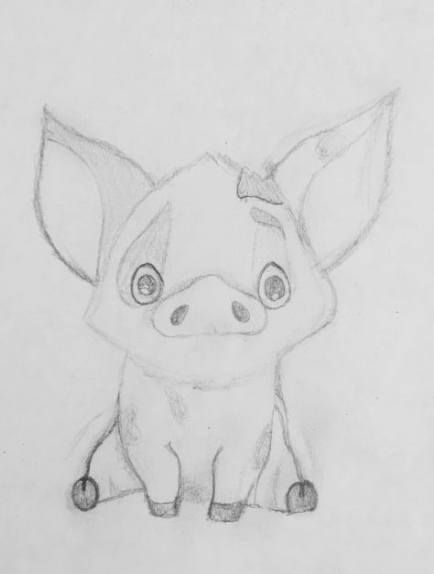 Pua Drawing, Drawing Ideas Pencil, Easy Pencil Drawings, Disney Character Drawings, Easy Disney Drawings, Disney Drawings Sketches, Disney Art Drawings, Disney Sketches, Princess Drawings