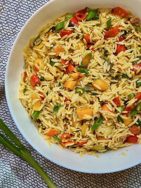 Asian Orzo, Orzo Pasta Salad Recipe, High Potassium Foods, Asian Noodle Salad, Sesame Ginger Dressing, Orzo Salad Recipes, Teriyaki Tofu, Vegan Summer Recipes, Orzo Pasta Salad