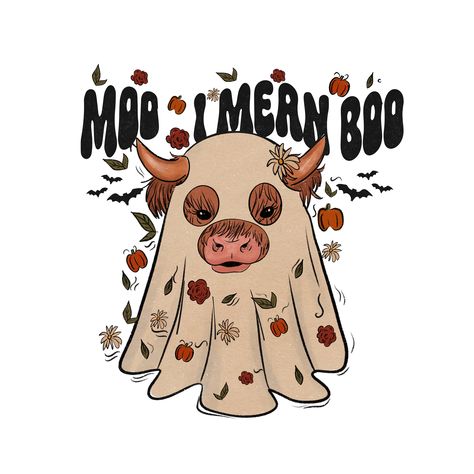 Halloween Cow Painting, Moo I Mean Boo, Cow Ghost Tattoo, Pumpkin Decorating Party, Cow Pumpkin, Ghost Cow, Mexican Halloween, Halloween Cow, Cow Halloween