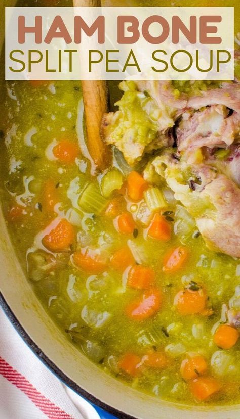 Ham Bone Split Pea Soup, Pea Soup Crockpot, Split Pea Ham Soup, Easy Split Pea Soup, Split Pea And Ham Soup, Split Pea Soup Crockpot, Ham Bone Soup, Pea Soup Recipe, Split Pea Soup Recipe