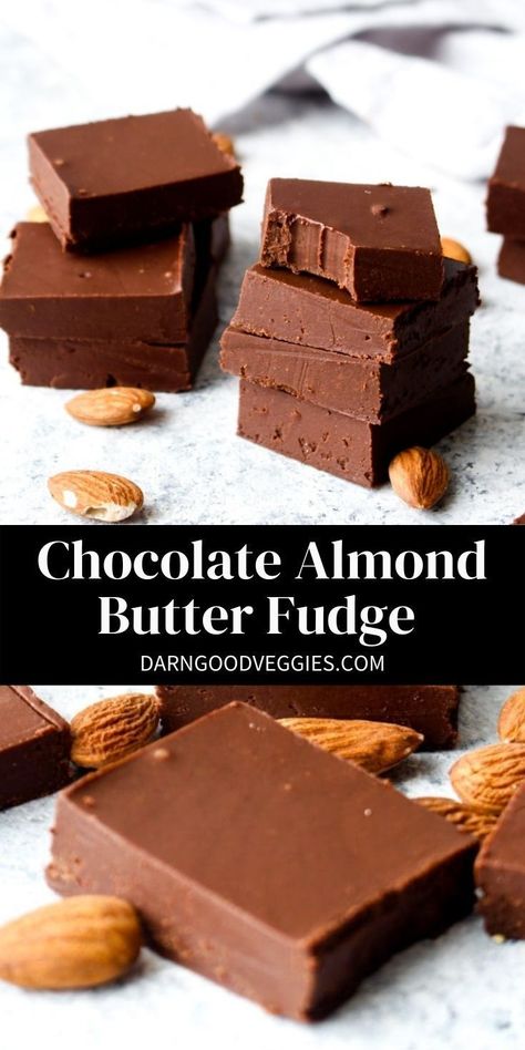 Melt in your mouth Chocolate Almond Butter Fudge is made with just 2 ingredients and one bowl! This silky smooth candy recipe is paleo, vegan, and can even be made keto! Healthy Recipes With Almond Butter, Date Fudge Recipe, Almond Fudge, Recipes With Almond Butter, Almond Butter Fudge, Almond Butter Recipe, Almonds Chocolate, Chocolate Almond Butter, Dates And Almond Butter