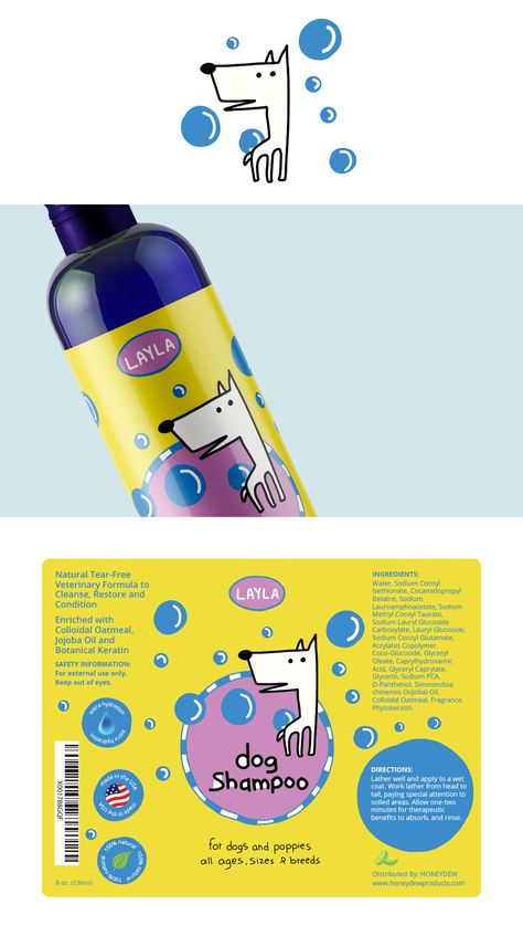 Layla Dog Shampoo on Behance Dog Shampoo Label Design, Pet Shampoo Label Design, Dog Shampoo Packaging Design, Pet Shampoo Packaging Design, Shampoo Advertising, Eco Packaging Design, Branding Workshop, Pet Vitamins, Beauty Products Labels