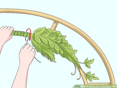 How to Decorate a Wedding Arch (with Pictures) - wikiHow Decorate A Wedding Arch, Diy Wedding Arch Flowers, Wedding Arch Greenery, Simple Wedding Arch, Wedding Trellis, White Wedding Arch, Arbor Decor, Diy Wedding Arch, Wedding Archway