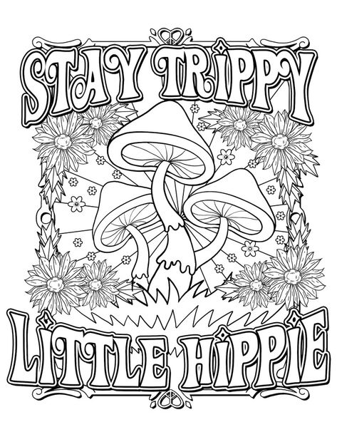 Hippie Coloring Pages, Trippy Coloring Pages, Secret Garden Coloring Book, Hippie Trippy, Adult Coloring Books Printables, Trippy Drawings, Swear Word Coloring Book, Swear Word Coloring, Words Coloring Book