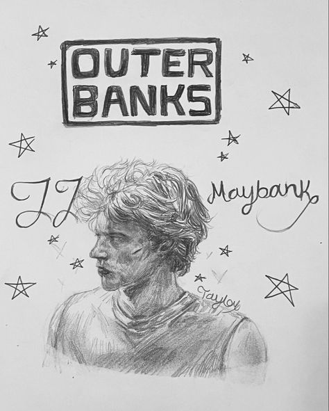 JJ <3 (also PLEASE. if you’re gonna repost my art ask or at least give credit to me. it takes a lot of work so I’d appreciate it. Someone (orphanage arsonist I think the name is) is claiming this art is theirs but its not. My name/signature is on there and I literally have it irl.) Jj Maybank Drawing, Movie Character Drawings, Outer Banks Style, Jj Maybank, Name Signature, Human Drawing, Cute Wallpaper For Phone, Paradise On Earth, Vintage Poster Art