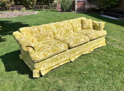 1970s Vintage Green Floral Couch/Sofa #1970s Floral Couch, 70s Furniture, House Decorations, Couch Sofa, Where The Heart Is, Matilda, Sofa Couch, Vintage Floral, 1970s