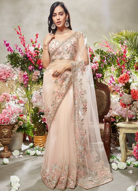 Designer Sarees Wedding Party Wear, Net Saree Designs, Party Wear Sarees Online, Designer Sarees Wedding, Lehenga Saree Design, Trendy Outfits Indian, Wedding Party Wear, Sarees Wedding, Modern Saree