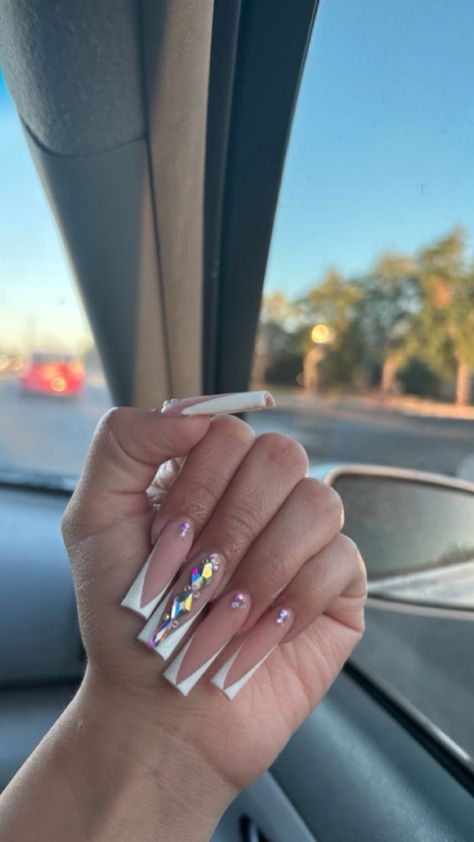 Acrylic Nails Nude, Diy Acrylic Nails, Girly Acrylic Nails, French Tip Acrylic Nails, Glow Nails, French Acrylic Nails, Short Square Acrylic Nails, Nails Only, Long Square Acrylic Nails