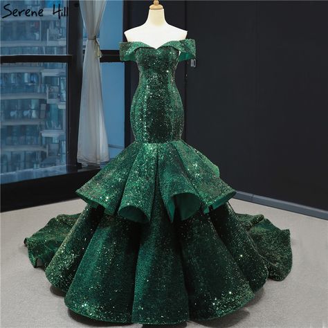 Latest Design Green Mermaid Sexy Wedding Dresses Off Shoulder Sequined Sparkle Bridal Gowns 2020 Real Picture HM66886|Wedding Dresses|Weddings & Events - AliExpress Luxury Prom Dress, Prom Dress With Train, Dress With Train, Sparkle Wedding Dress, Wedding Dress Sequin, Trumpet Dress, Green Mermaid, Sequin Wedding, Mermaid Sequin