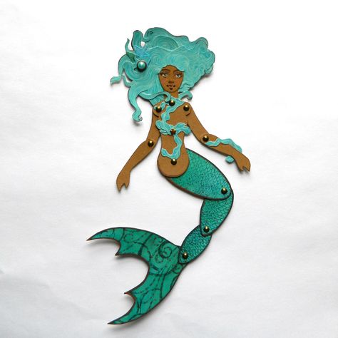 Mermaid Paper Dolls, Mermaid Puppet, Teal Mermaid, Abc Crafts, Paper Doll House, Paper People, Mermaid Pattern, Paper Illustration, Mermaid Dolls