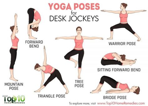 10 Easy Yoga Poses to Undo the Damage Caused by Desk Job Prev post1 of 3Next Desk Yoga Poses, Yoga For Migraines, Chair Pose Yoga, Yoga Poses For Men, Beginner Yoga Workout, Basic Yoga Poses, Yoga For Balance, Yoga Beginners, Bridge Pose